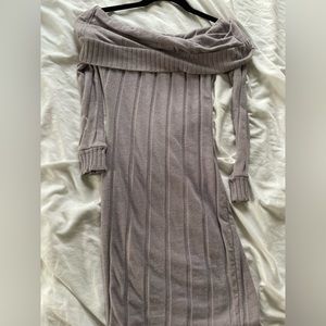 Fashionnova lavender off shoulder double lined sweater dress